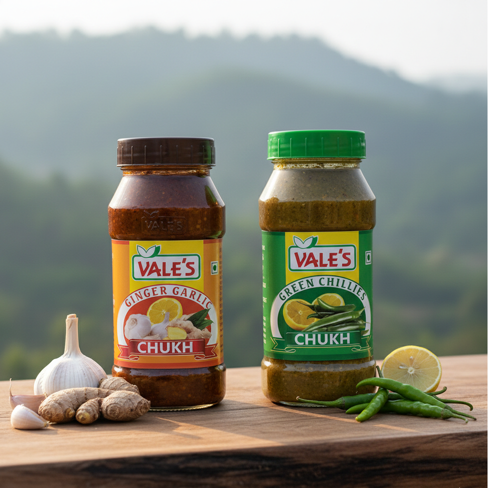 Ginger Garlic Chukh & Green Chillies Chukh