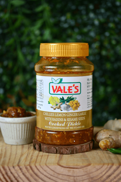 Chillies Lemon Ginger Garlic with Raisins & Sesame Seed Cooked Pickle - Valley Agro Foods